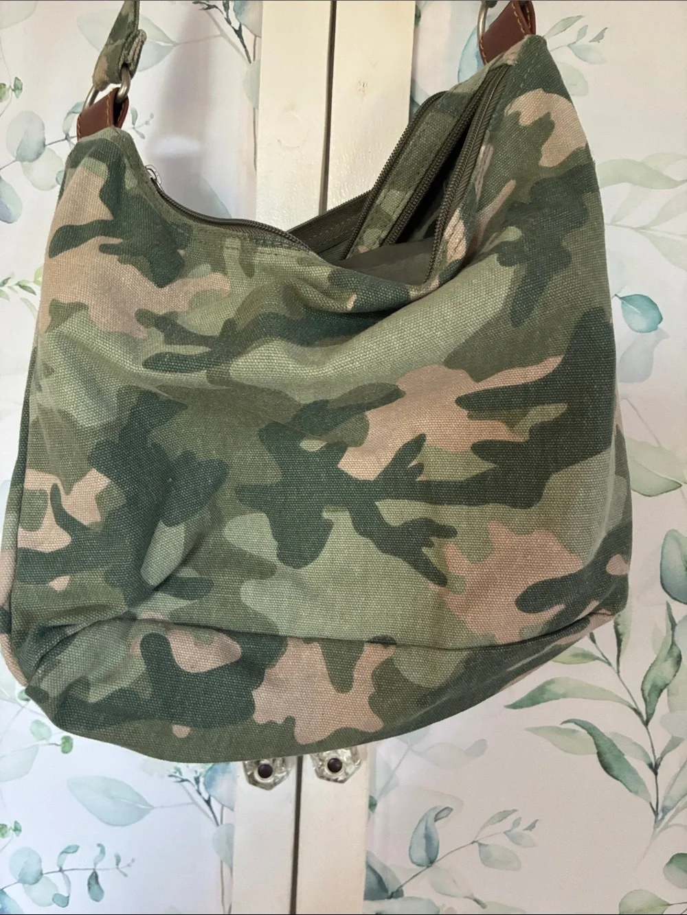 Canvas Camo Crossbody Bag for Men - Green Camouflage